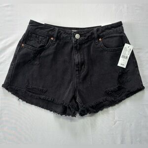 NWT Pacsun Women’s High Rise Festival Distressed Black Shorts Size 25 Raw Hem